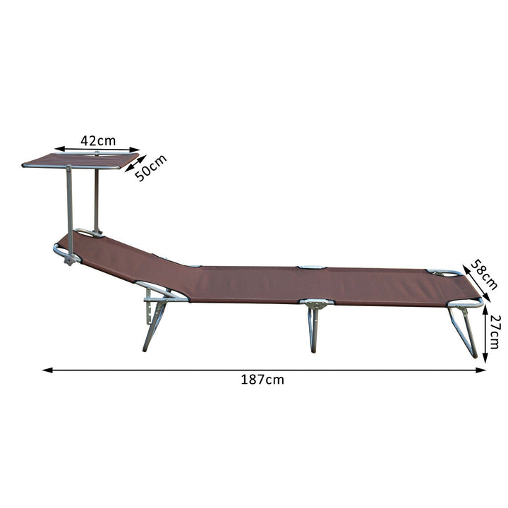 Espreguiçadeira Dobrável Castanho Oxford Ferro 187x58x27 cm