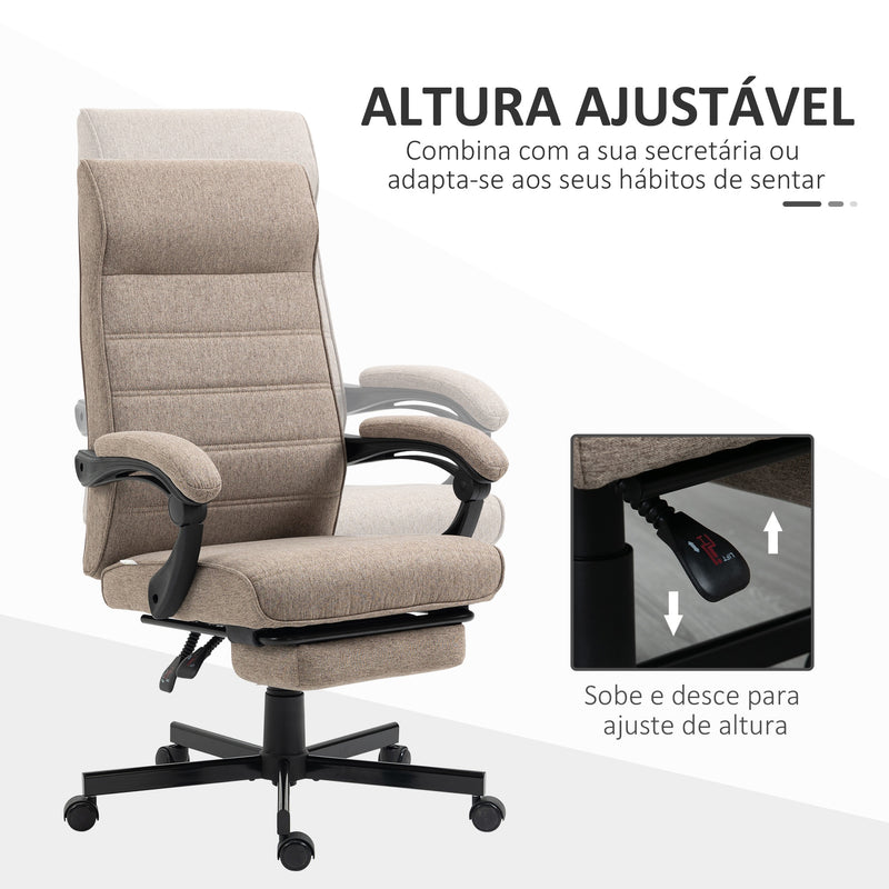 Cadeira de Escritório Giratória Cadeira de Escritório Reclinável com Altura Ajustável Apoio para os Braços Apoio para os Pés Retrátil para Sala de Estar Escritório Estúdio Carga 20kg 68x67x106-114cm Marrom