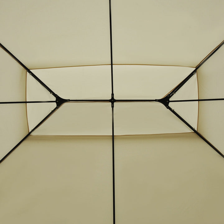 Pérgola de jardim 3x4 m estrutura de aço telhado Duplo 6 Cortinas Laterais 8 Orifícios de Drenagem Boa Ventilação para Festas Eventos Creme