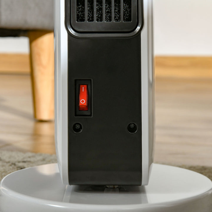 Aquecedor Cerâmico de Torre 1000/2000W com Controle Remoto Tela LED 3 Modos de Aquecimento Termostato Temporizador e Oscilação 65° para 25m² 21x21x73cm Branco