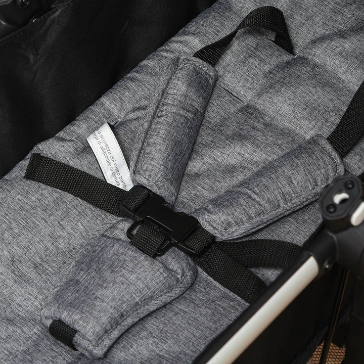 Carrinho de Bebé 2 em 1 Carrinho de Passeio e Alcofa para Crianças de 0 a 36 Meses com Capota Dobrável Encosto Inclinável Cesta Grande Alavanca de Freio Carga 15kg 80x51x102cm Cinza