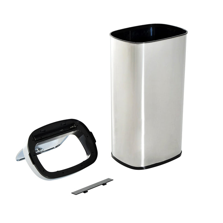 Balde de Lixo Inteligente de Aço Inoxidável 68L com Sensor Infravermelho de Abertura Automática e Contato Manual para Cozinha Dormitório Casa de banho 40,5x29,578cm Prata