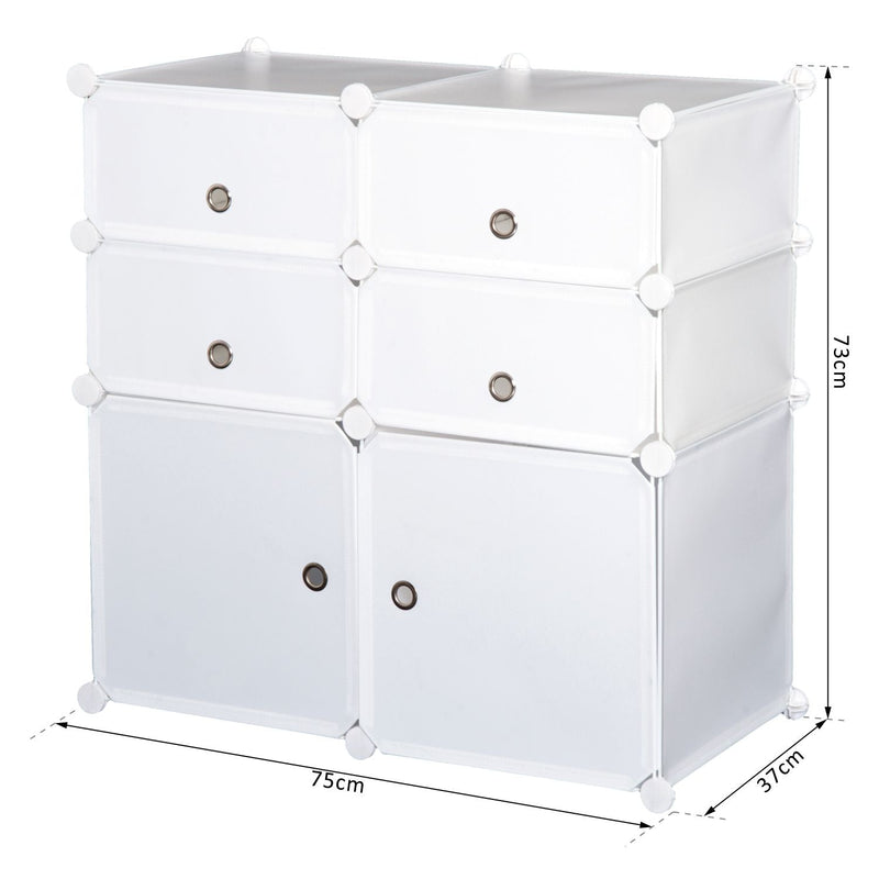 Armário Modular Móvel Organizador com 4 plateleiras Plástico 75x37x73cm Branco