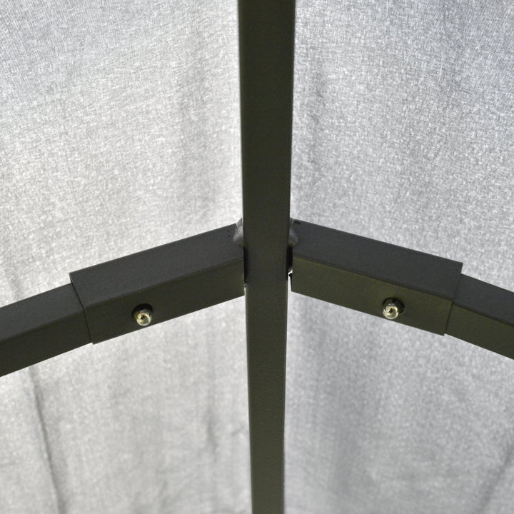 Pérgola de jardim 3x4 m com estrutura de aço telhado duplo 6 cortinas laterais 8 orifícios de drenagem Boa ventilação para festas Eventos cinza