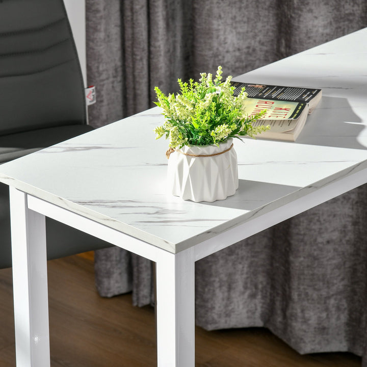 Mesa de Bar Mesa Alta com Bancada de Efeito Marmorizado e Pés de Metal Estilo Moderna para Cozinha Bistro Cafeteria 120x40x100cm Branco