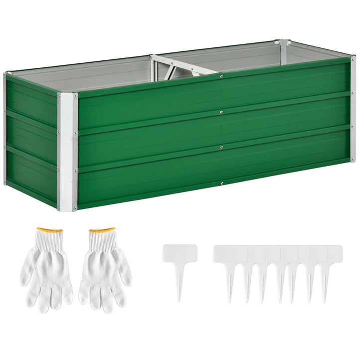 Caixa de Plantio de Aço com Luvas Caixa de Plantio Retangular para Cultivos de Plantas Flores para Terraço Jardim Exterior 125x47x40cm Verde