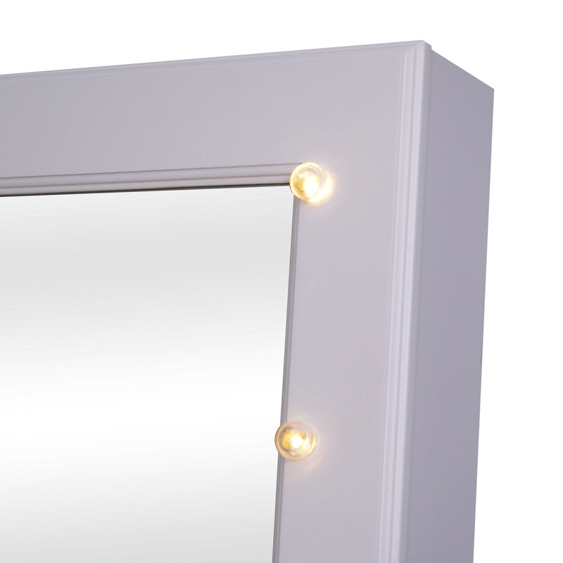 Armário para Joias 20 Luzes de LED Reclinável Fechadura Madeira 40x37x146cm Branco