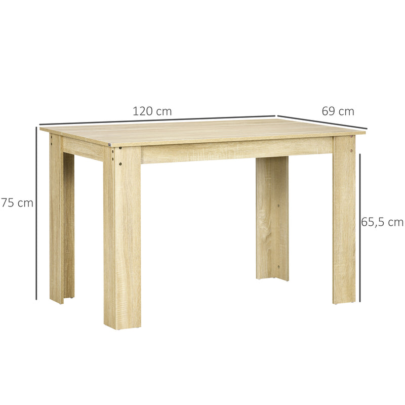 Mesa de Sala de Jantar para 4-6 Pessoas Mesa de Cozinha Retangular Estilo Moderno com Bancada de Melamina de Madeira Carga 50 kg 120x69x75 cm Carvalho