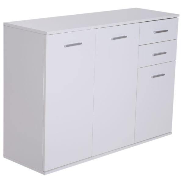 Armário Aparador amplo espaço de Armazenamento para sala de jantar com portas e gavetas 106x35x76cm Branco