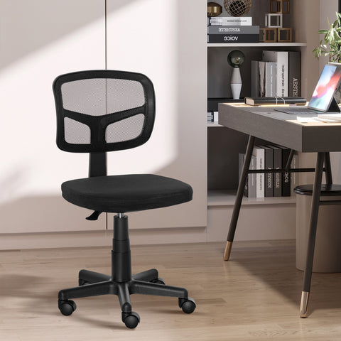 Cadeira de Escritório Ergonómica de Malha Cadeira de Escritório Giratória 360° com Altura Ajustável Suporte Lombar Respirável e Rodas 43x48x77,5-89,5cm Preto