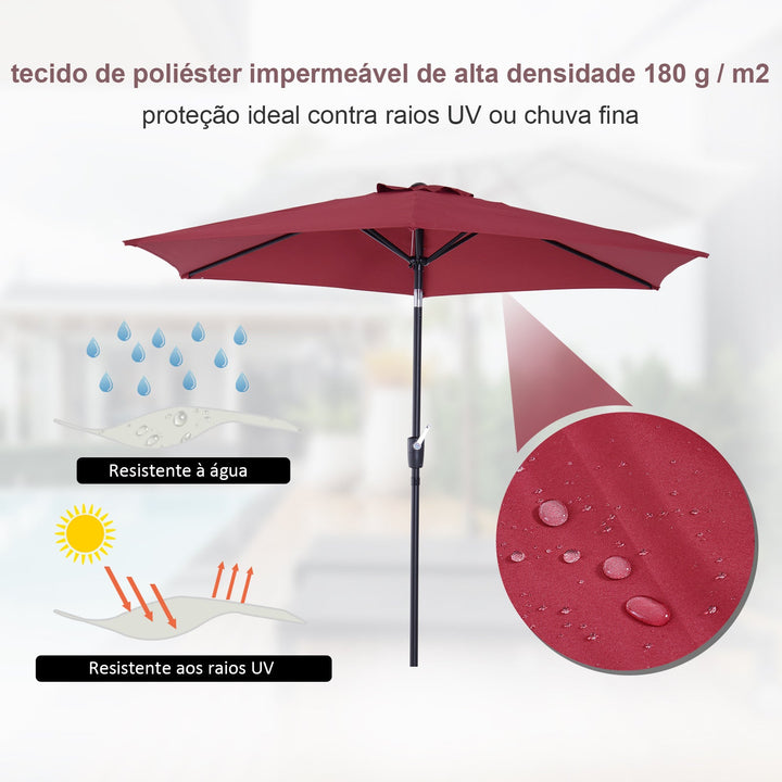 Sombrinha Guarda-Sol Reclinável com Manivela de Alumínio com Tela de Poliéster para Jardím Pátio Terraço - F270x235 cm