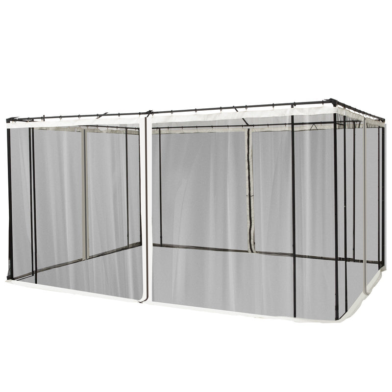 4 Painéis Laterais 352x207 cm para pérgola de Jardim Mosquiteira com Zíperes e Anéis Preto