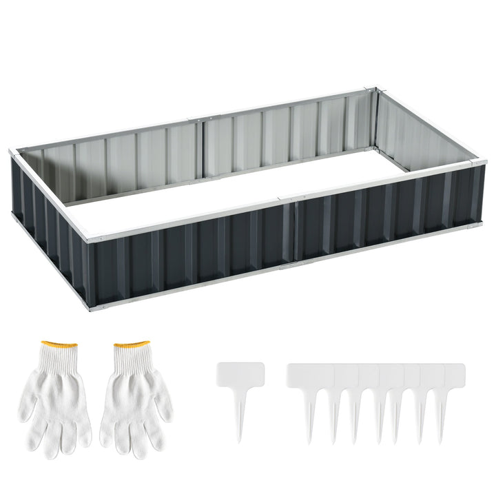 Caixa de Plantio de Aço Inclui Luvas Caixa de Plantio Retangular para Cultivos de Plantas e Flores para Terraço Balcão Exterior 174x90x30 cm Cinza