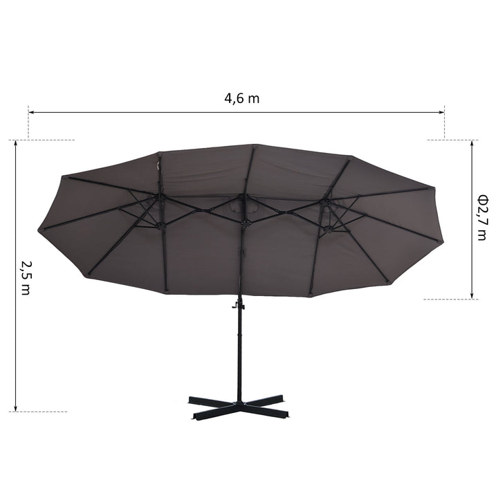 Guarda-sol de Jardim Duplo com Manivela 270x460x250 cm, Cinza