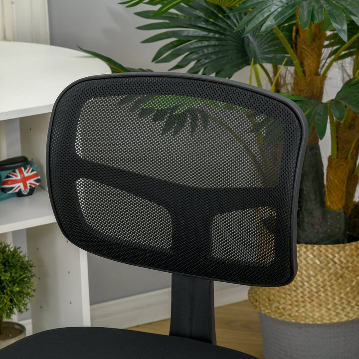 Cadeira de Escritório Ergonómica de Malha Cadeira de Escritório Giratória 360° com Altura Ajustável Suporte Lombar Respirável e Rodas 43x48x77,5-89,5cm Preto