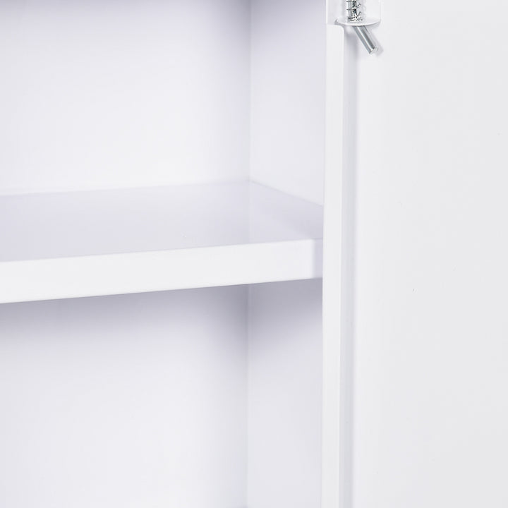 Armário Farmácia de Parede Armário de Medicamentos de Aço com 3 Prateleiras de Armazenamento e 2 Chaves para Casa de Banho 30x14x46 cm Branco