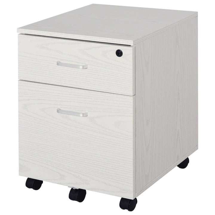 Armário móvel para arquivos A4 com rodas 2 gavetas e fechadura 40x44x54,6 cm Branco