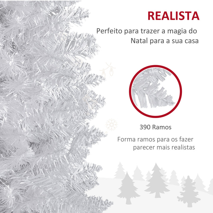 Árvore de Natal Artificial 180cm Ignífugo com 390 Ramos de PVC e Suporte de Metal Decoração de Natal para Interiores Fácil de Montar Verde