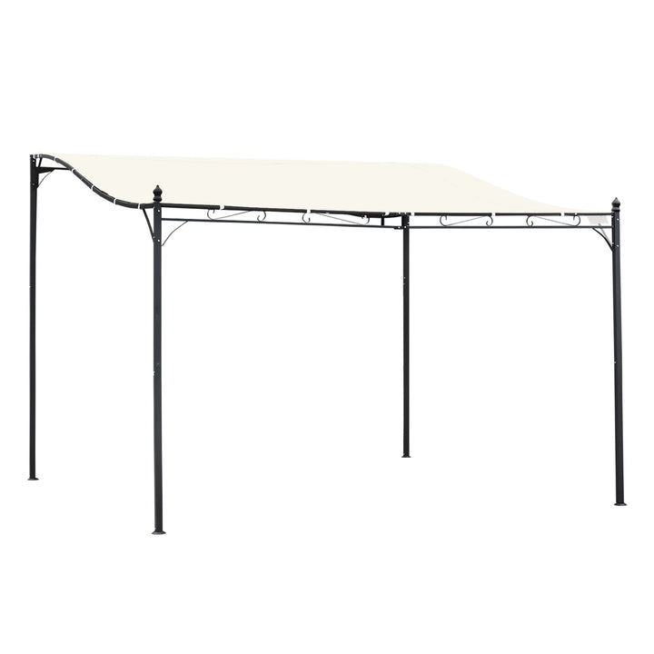 Pérgola de Jardim 4x3m Pérgola com Toldo e 4 Orifícios de Drenagem para Pátio Terraço Metal e Poliéster 180 g/m² Resistente Creme