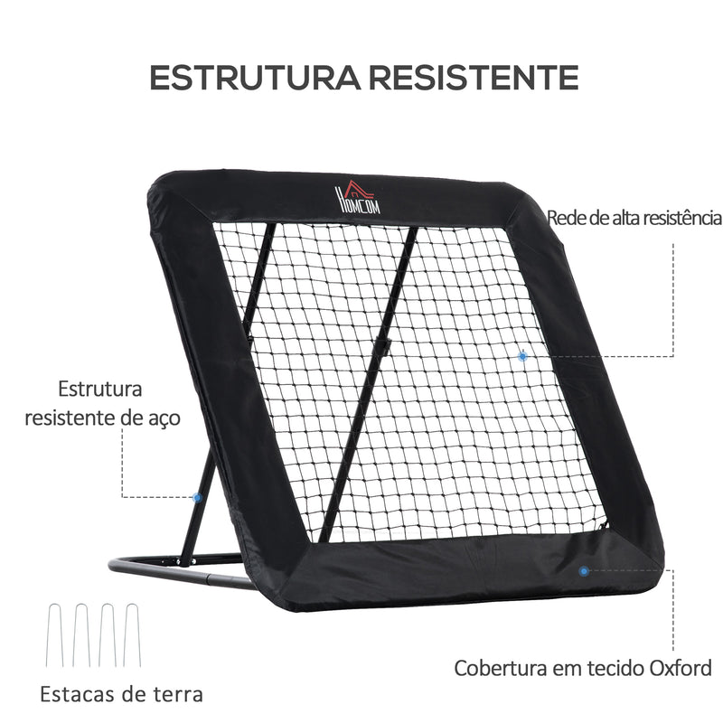 Rede de Rebote Dobrável com 4 Ângulos Ajustáveis para Treinamento de Futebol Beisebol Desportes de Exterior 128x118x108-120cm Preto