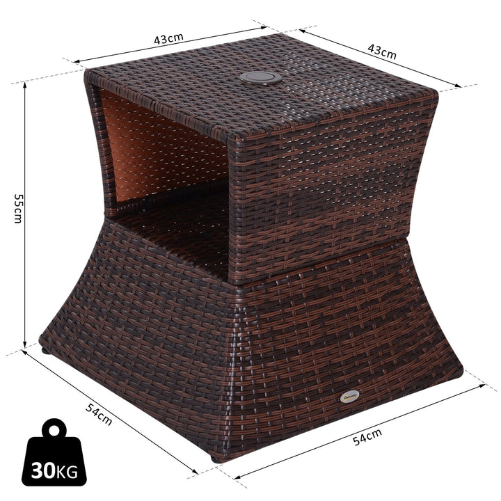 Mesa de Centro Vime com Buraco para Guarda-sol Mesita de Café Chá Mesa Auxiliar para Exterior Varanda Pátio 54x54x55cm