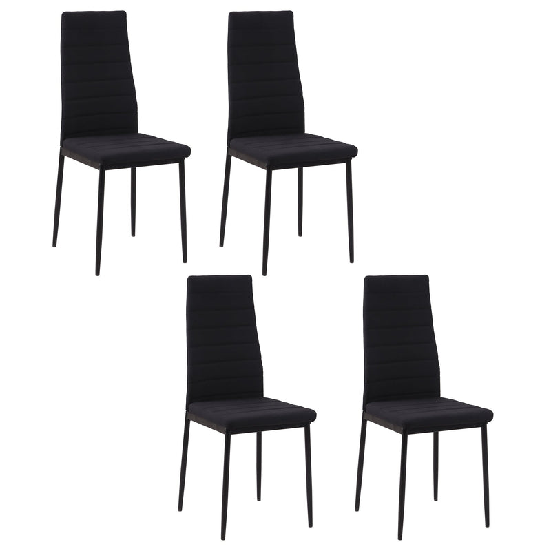 Set de 4 Sillas de Comedor Tapizadas en Lino y Patas de Metal Sillas Modernas para Cocina Dormitorio Carga 120 kg 41x50x97 cm Preto