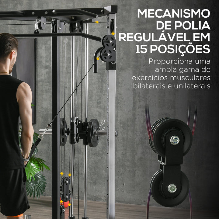 Máquina Multi Estação Musculação para Treino de Ombros Braços Placas de Pesos de 100 kg Carga Máxima 120 kg para Fitness Ginásio em Casa 170x139x200 cm Preto