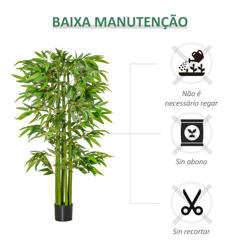 Planta Artificial 160 cm Bambu Artificial com 975 Folhas e Vaso Planta Artificial Decorativa para Interior e Exterior Casa Sala de Estar Escritório Verde