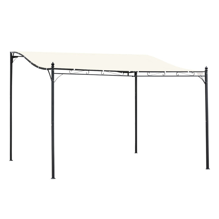 Pérgola de Jardim 4x3m Pérgola com Toldo e 4 Orifícios de Drenagem para Pátio Terraço Metal e Poliéster 180 g/m² Resistente Creme