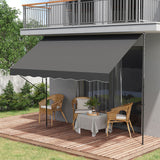 Toldo Manual Retrátil 300x170x200-290cm Toldo Ajustável com Manivela Proteção Solar UV40+ para Varanda Jardim Cinza