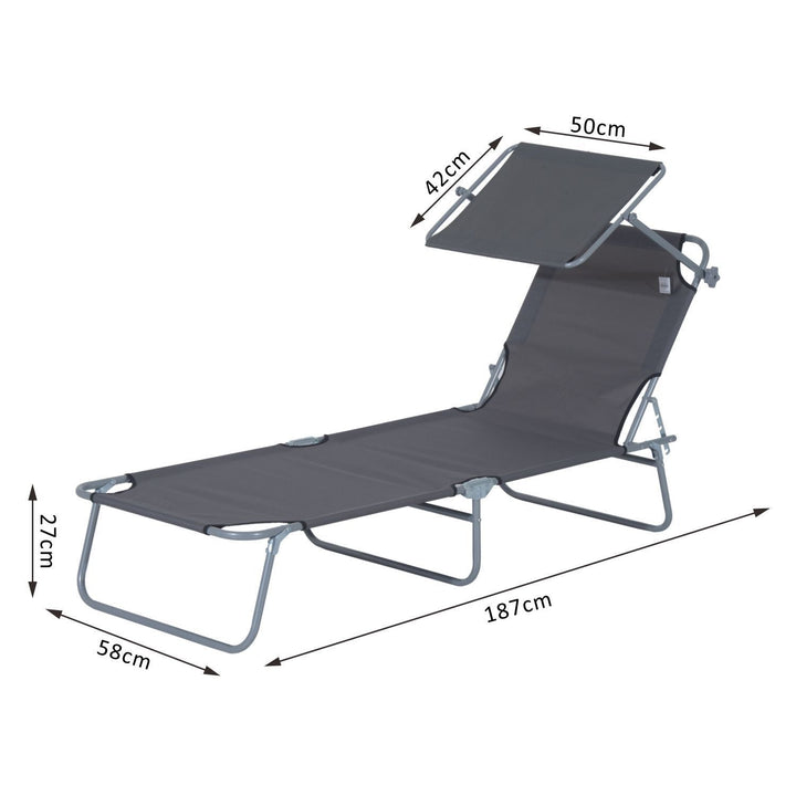 Espreguiçadeira Dobrável Cinzento Oxford Ferro 187x58x27 cm