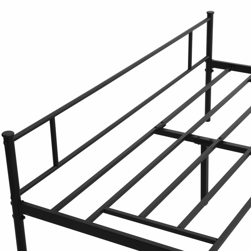 Estrutura de Cama Dupla de Metal para Colchão 150x200cm com Cabeceira e Pés de 31cm Estrutura de Cama de Casa com Espaço em Baixo de Armazenamento 158x211x106cm Preto