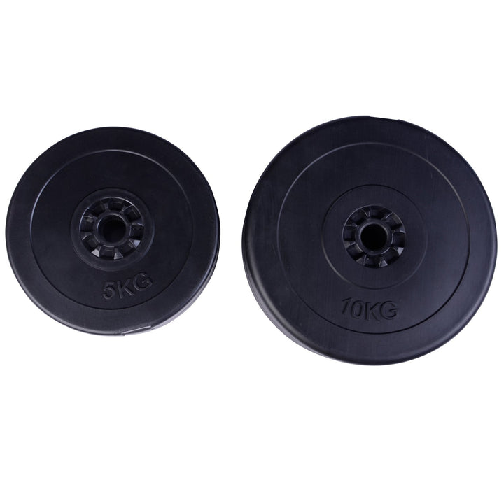 Conjunto de 4 discos de peso de 5 kg e 10 kg com orifício de Ø25 mm preto