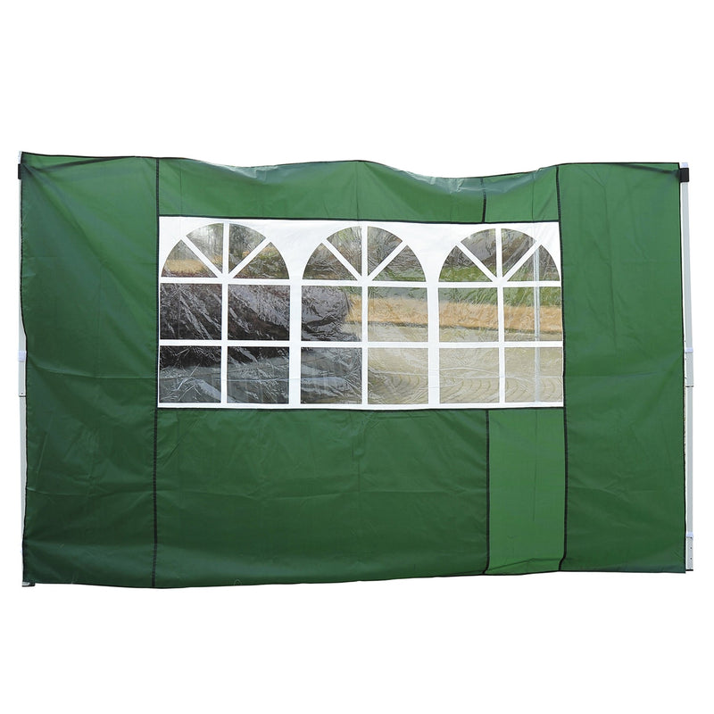 2 paredes Parte lateral para tenda 3x3m lado gazebo A tela impermeável de Oxford com janela 300x200cm - verde escuro