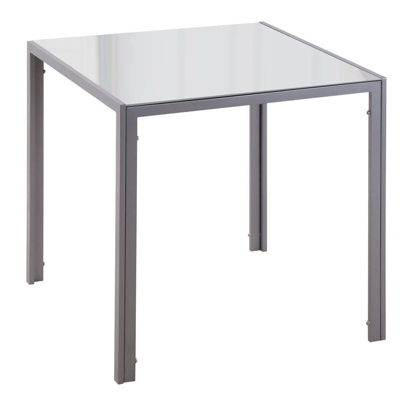 Mesa de Sala de Jantar de Cristal Mesa de Cozinha Quadrada para 4 Pessoas com Pés de Metal 75x75x75cm Cinza