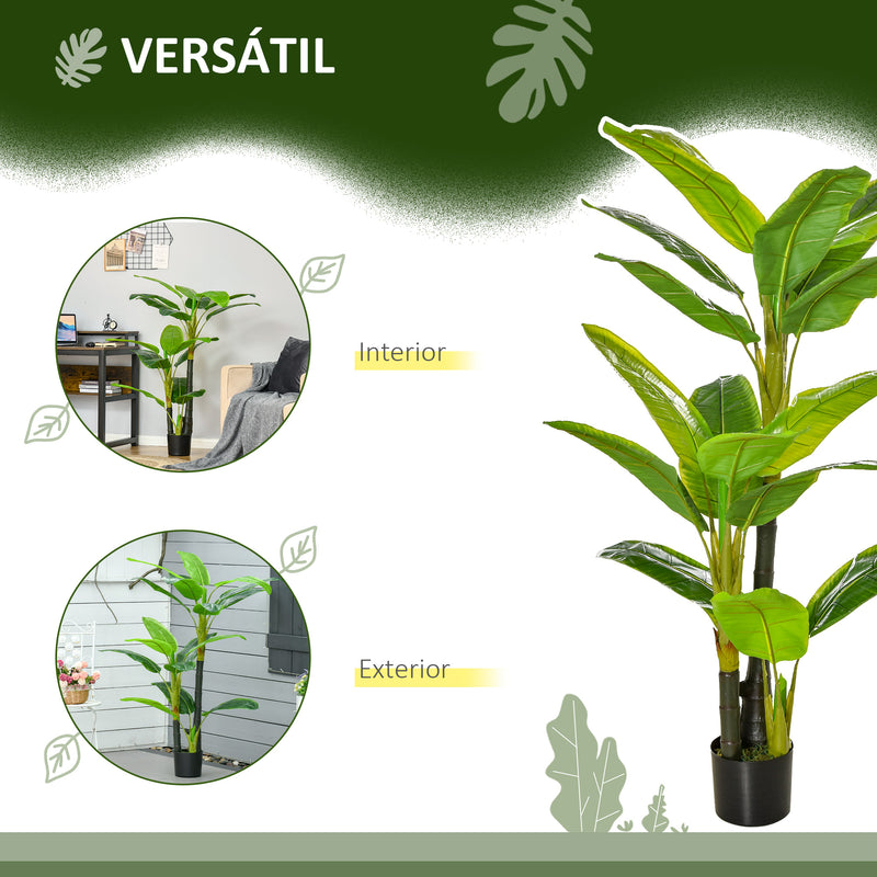 Bananeira Artificial 150 cm Planta Artificial com Vaso e 18 Folhas Planta Artificial para Decoração de Casa Varanda Jardim Sala de Estar Escritório Verde