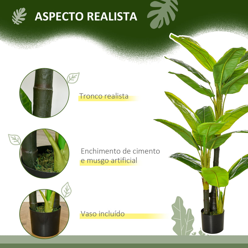 Bananeira Artificial 150 cm Planta Artificial com Vaso e 18 Folhas Planta Artificial para Decoração de Casa Varanda Jardim Sala de Estar Escritório Verde