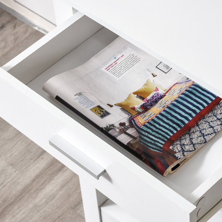 Mesa consola tipo aparador de estilo moderno com 2 gavetas e prateleiras inferiores 105x40x76 cm Branco