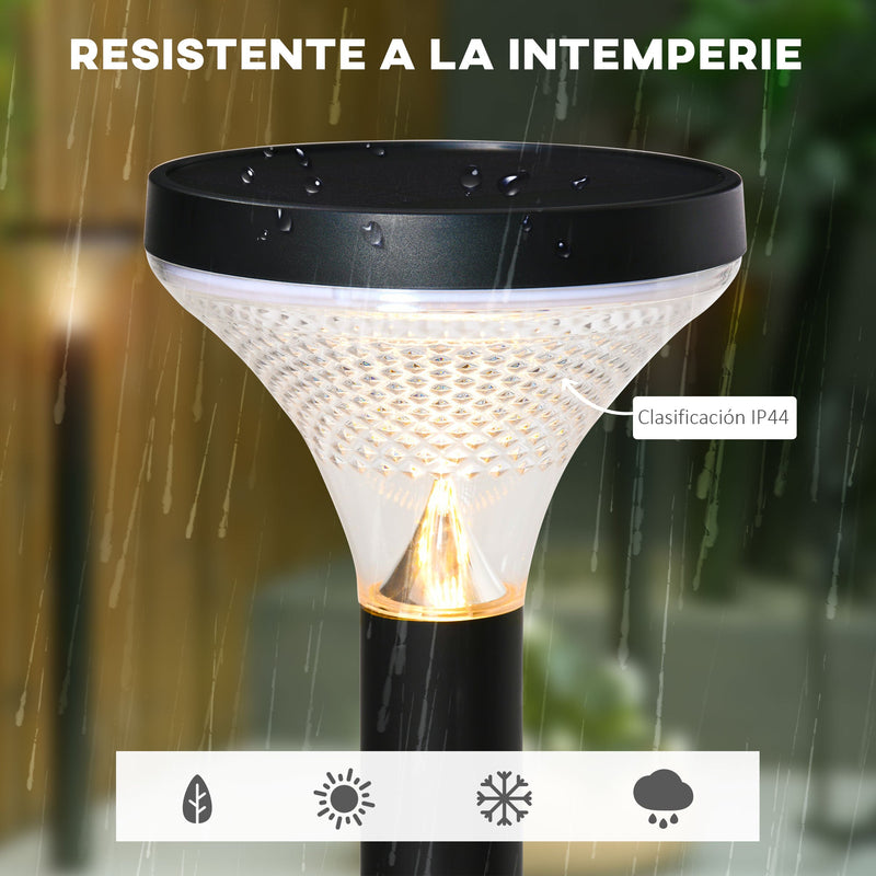 Candeeiros de Pé de Exterior Altura 91,5cm com Luz LED Solar Sensor Crepúsculo e Brilho Variável Conjunto de 2 Candeeiros de Jardim IP44 para Pátio Parque Exterior Preto