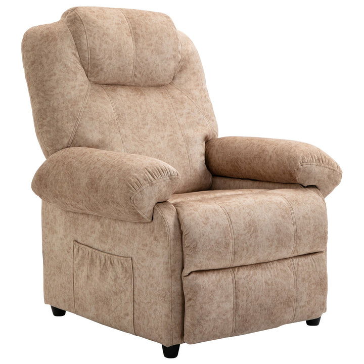 Poltrona Relax Reclinável Poltrona para Sala de Estar com Apoio para os Pés Retrátil Encosto Alto Bolso Lateral Acolchoado Grosso 96x91x108cm Bege
