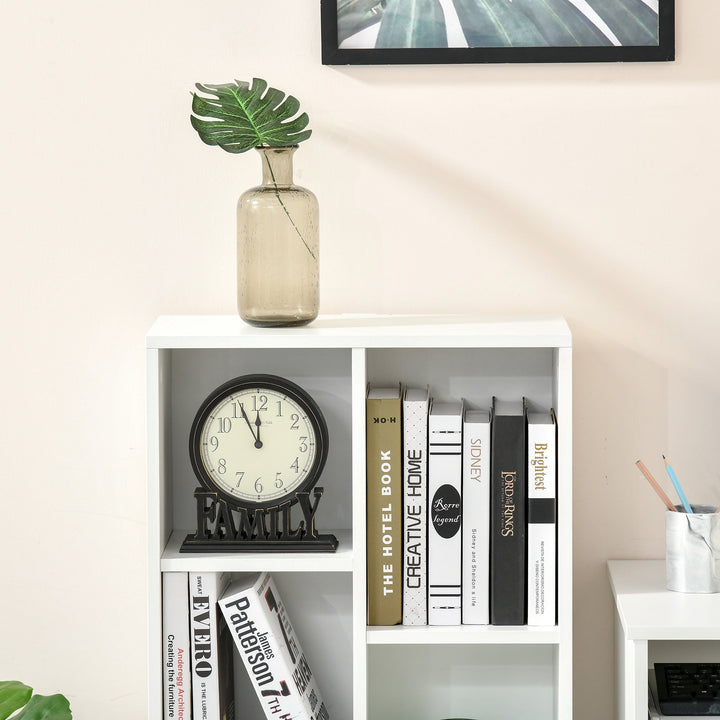 Estante para Livros de Madeira com 7 Compartimentos de Armazenamento para Sala de Estar Dormitório Escritório 50x24x106cm Branco