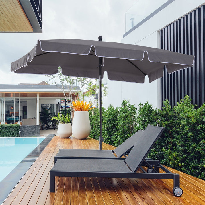 Guarda-sol Grande Reclinável Impermeável e Resistente a UV para Jardim Pátio Praia Piscina Terraço 198x130x240 cm
