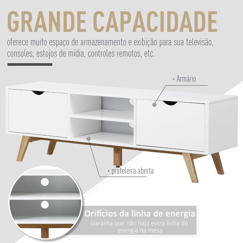 Armário de Televisão com armários Prateleiras Gerenciamento de cabos 150x39x50 Branco