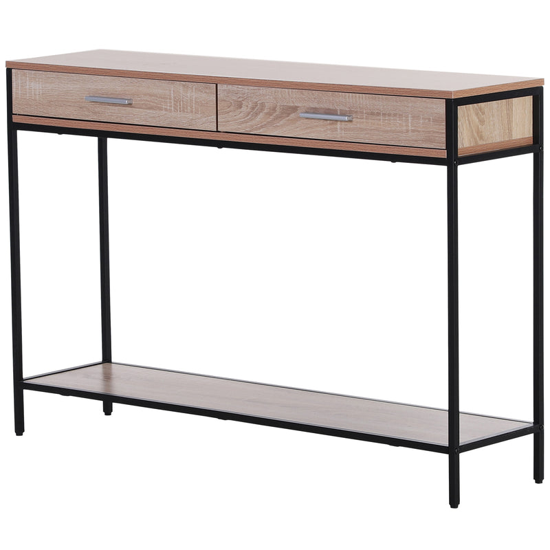 Mesa consola tipo aparador para corredor com 2 Gavetas e Prateleira Inferior 120x30x81,5 cm Carvalho