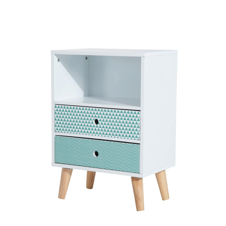 Armário de Cabeceira com 2 Gavetas e 1 Prateleira para quarto 45x30x65 cm branco