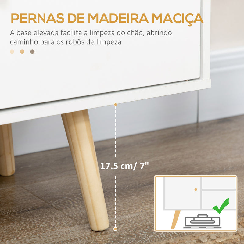 Móvel de TV de Sala de Estar Móvel para Televisores de até 55 Polegadas com 2 Portas 2 Prateleiras de Armazenamento para Escritório Dormitório 120x34x50cm Branco