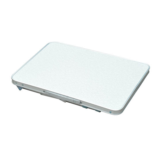 Mesa de Campismo Dobrável e Ajustável de 47,5 a 64 cm- Cor: Branco- Alumínio e MDF- 60 x 45 x 64 cm