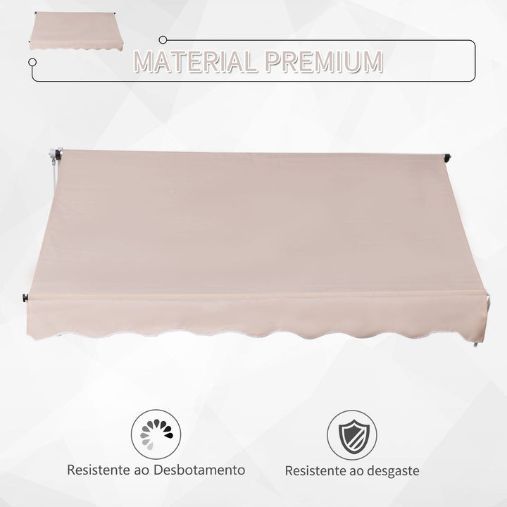 Toldo manual retrátil 200x150x170-280 cm com manivela para terraço varanda jardim pátio bege