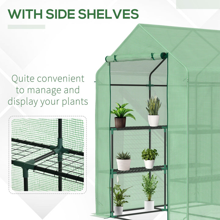 Estufa de Jardim Estufa para Plantas com Prateleiras 143x138x190cm Estrutura de Aço Jardinagem Verde