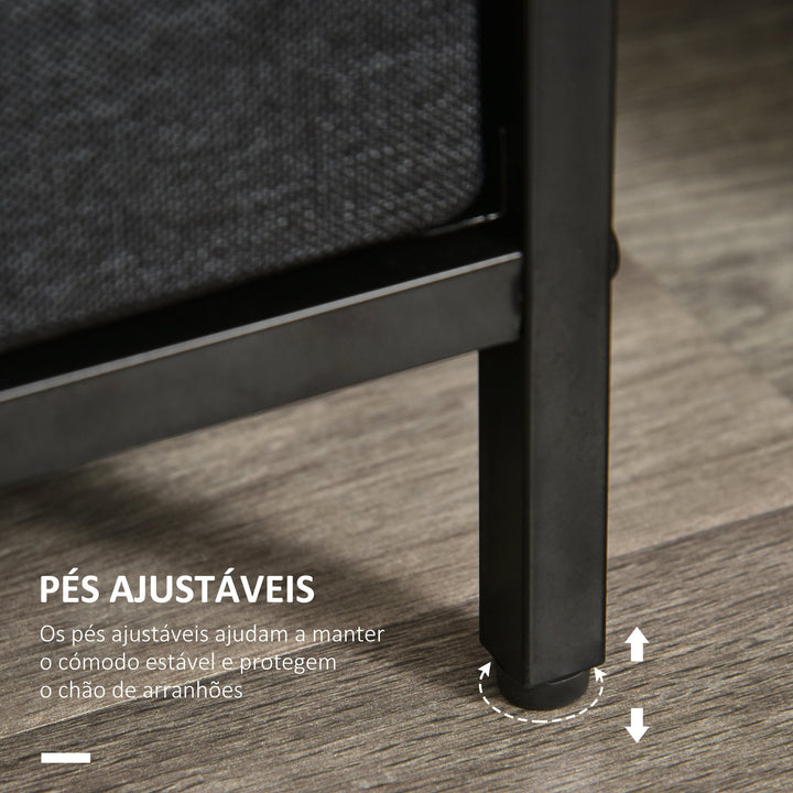 Cómoda com 4 Gavetas Dobráveis e Prateleira Aberta Cómoda com Gavetas de Tecido para Escritório Dormitórios Estilo Industrial Anti-Tombo 58x29x103cm Marrom e Cinza